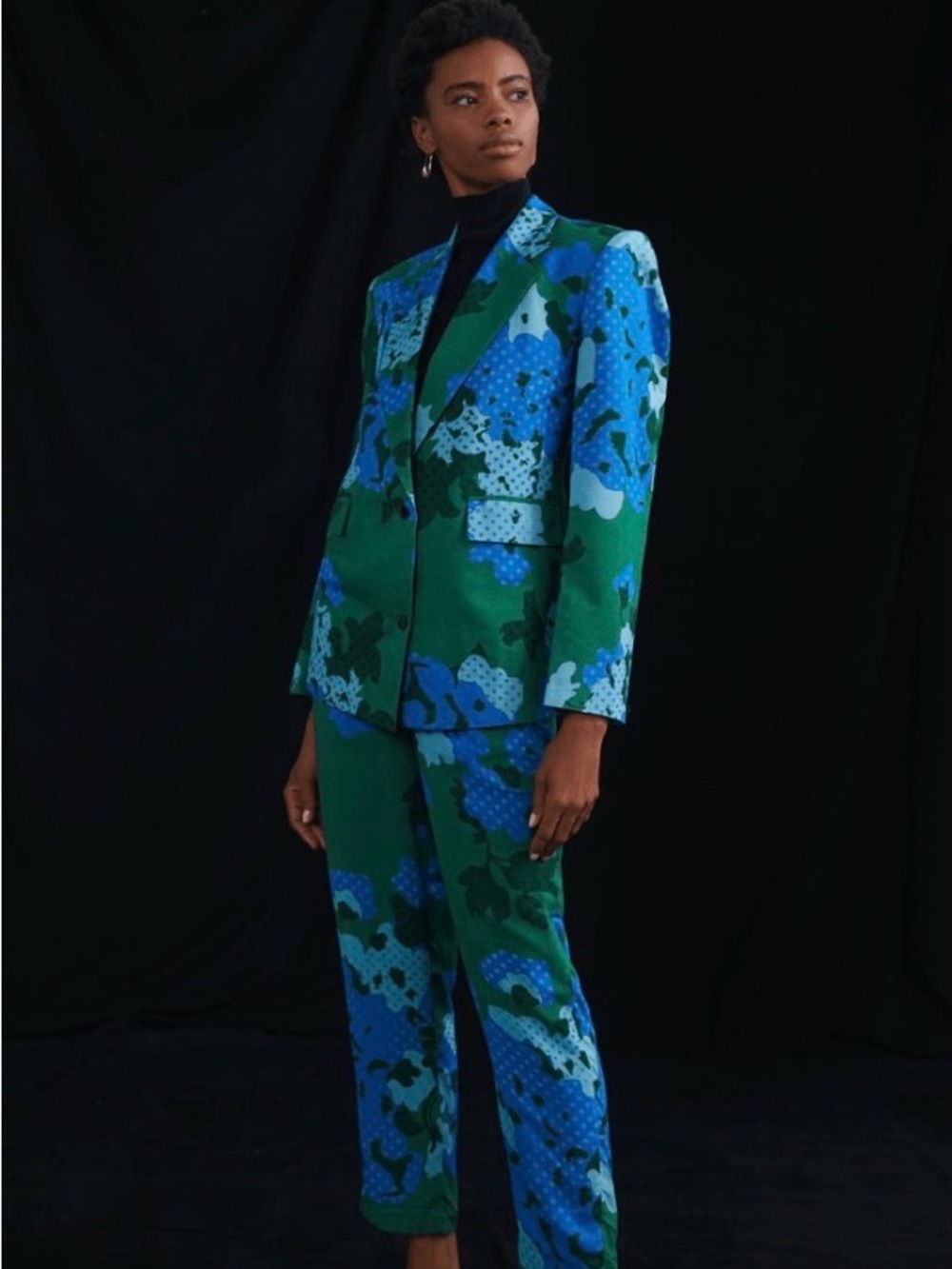 Pinnacle by Shruti Sancheti 
Anthropologie Green and Blue Floral-Print Suit